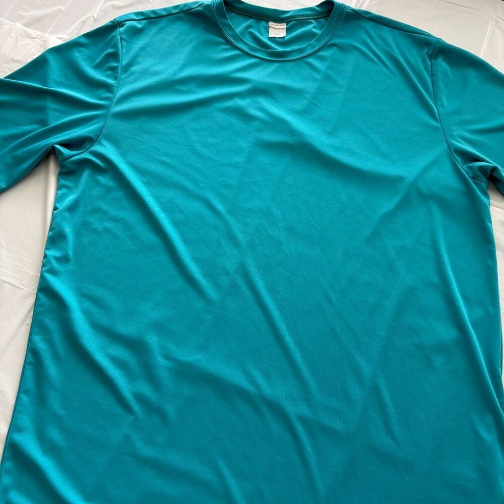 Sport Tek T-Shirt Round Neck Short Sleeve Turquoise Size XL-T - Picture 8 of 10